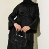 Satin Skirt Set with Stone Tassels Black all'ingrosso clothing set view 2 - Hicabistan fabbrica Turchia