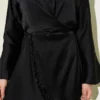 Satin Skirt Set with Stone Tassels Black all'ingrosso clothing set view 4 - Hicabistan fabbrica Turchia