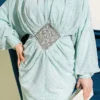 Stone Embellished Waist Tie Dress Mint wholesale dress view 4 - Hicabistan Turkey factory
