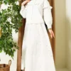 Embellished Ruffled Skirt Two-Piece Set Ecru