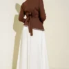 Embellished Evening Dress Brown wholesale dress view 3 - Hicabistan Turkey factory