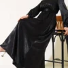 Stone Embellished Belted Jacquard Dress Black