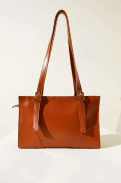 Alternative view of Single Compartment Zipper Bag Tan
