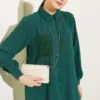 One Pocket Mini Stone Detail Loose Two-Piece Set Emerald en gros clothing set view 2 - Hicabistan usine Turquie