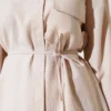 Single Pocket Tencel Two-Piece Set Beige wholesale clothing set view 4 - Hicabistan Turkey factory