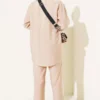 Single-Breast Pocket Shirt Two-Piece Set Beige en gros clothing set view 3 - Hicabistan usine Turquie