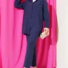 Single-Breast Pocket Shirt Two-Piece Set Navy Blue en gros clothing set - Hicabistan usine Turquie