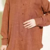 Single-Breasted Pocket Shirt Set Brown wholesale clothing set view 4 - Hicabistan Turkey factory