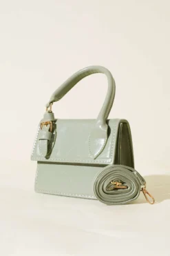 Single Belt Detailed Patent Bag Mint Green