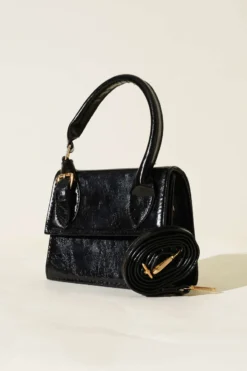 Single Belt Detail Patent Bag Black