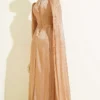One Shoulder Cape Embellished Evening Dress wholesale dress view 3 - Hicabistan Turkey factory