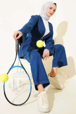 Belted Denim Set Blue