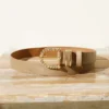 Belt with Oval Rhinestones Beige