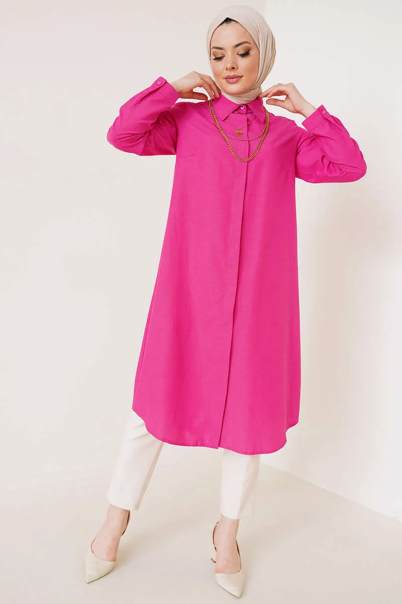 Long Model Classic Collar Tunic Fuchsia - Imagen 2