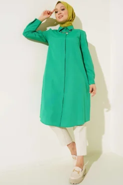 Long Model Classic Collar Tunic Emerald