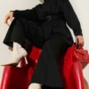 Long Trousers with Belt Two-Piece Set Black al por mayor clothing set - Hicabistan fábrica Turquía