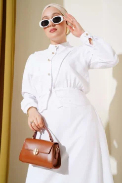 Alternative view of V Neck Blazer Dress Set White