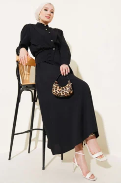 V Neck Blazer Dress Set Black