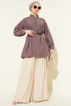 Alternatieve weergave van V Ribbed Half Brit Button Tunic