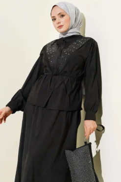 Alternative view of V Stone Embellished Tencel Skirt Set Anthracite