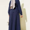 V Stone Embellished Tencel Skirt Set Navy Blue al por mayor clothing set view 3 - Hicabistan fábrica Turquía