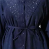 V Stone Embellished Tencel Skirt Set Navy Blue al por mayor clothing set view 4 - Hicabistan fábrica Turquía