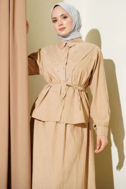 Alternative view of V Stone Embellished Tencel Skirt Set Stone