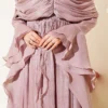 Ruffled Draped Evening Dress بالجملة dress view 4 - Hicabistan مصنع تركيا