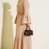 Ruffled Drop Knit Dress Beige wholesale dress view 3 - Hicabistan Turkey factory