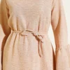 Ruffled Drop Knit Dress Beige wholesale dress view 4 - Hicabistan Turkey factory