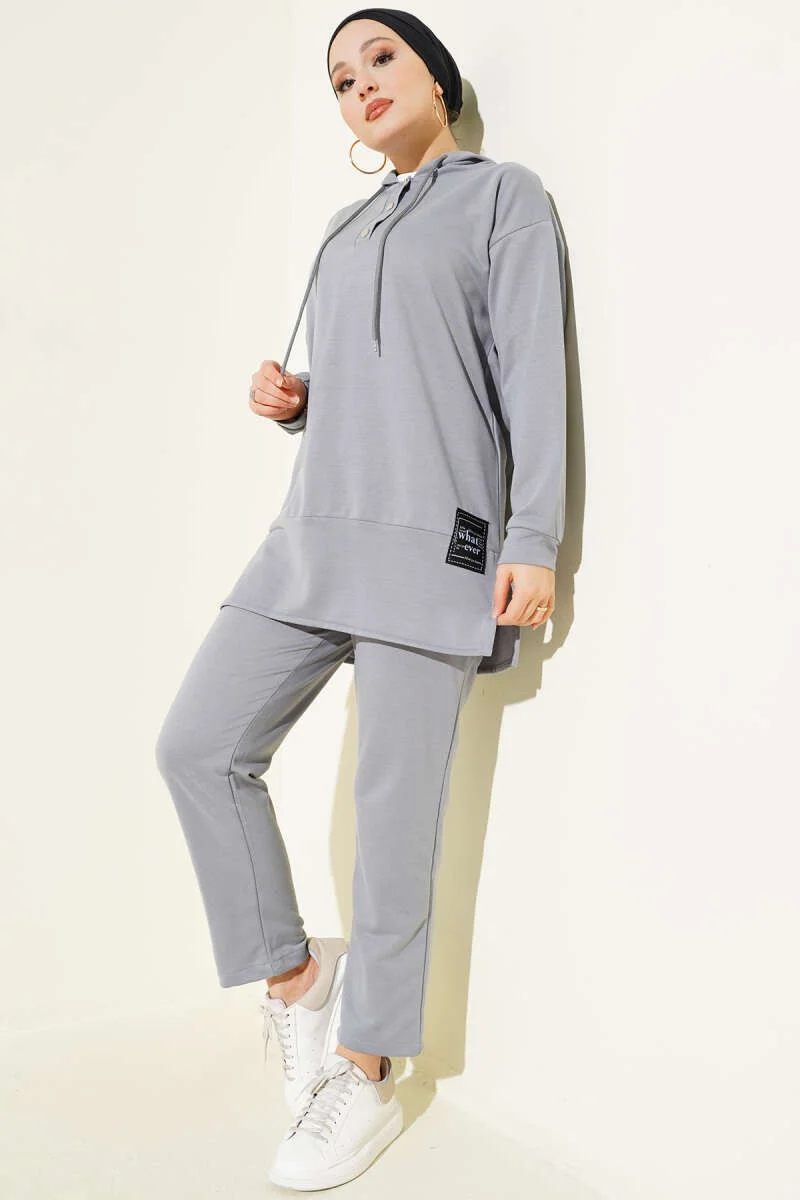 Hooded Two-Piece Set Grey