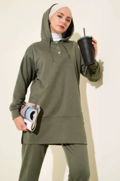 Alternative view of Hooded Two-Piece Set Khaki