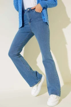 High Waist Flared Trousers Blue