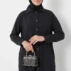 Slit Detail Tencel Long Tunic Black