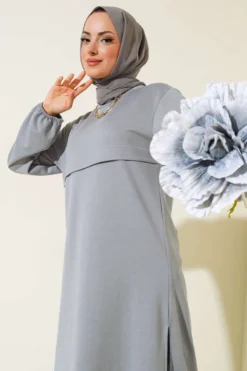 Vista alternativa di Split Long Two-Piece Set Grey