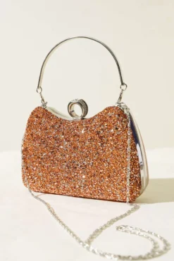 Ring Stone Evening Bag Copper