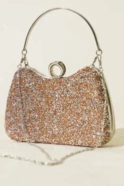 Ring Stone Evening Bag Copper Silver