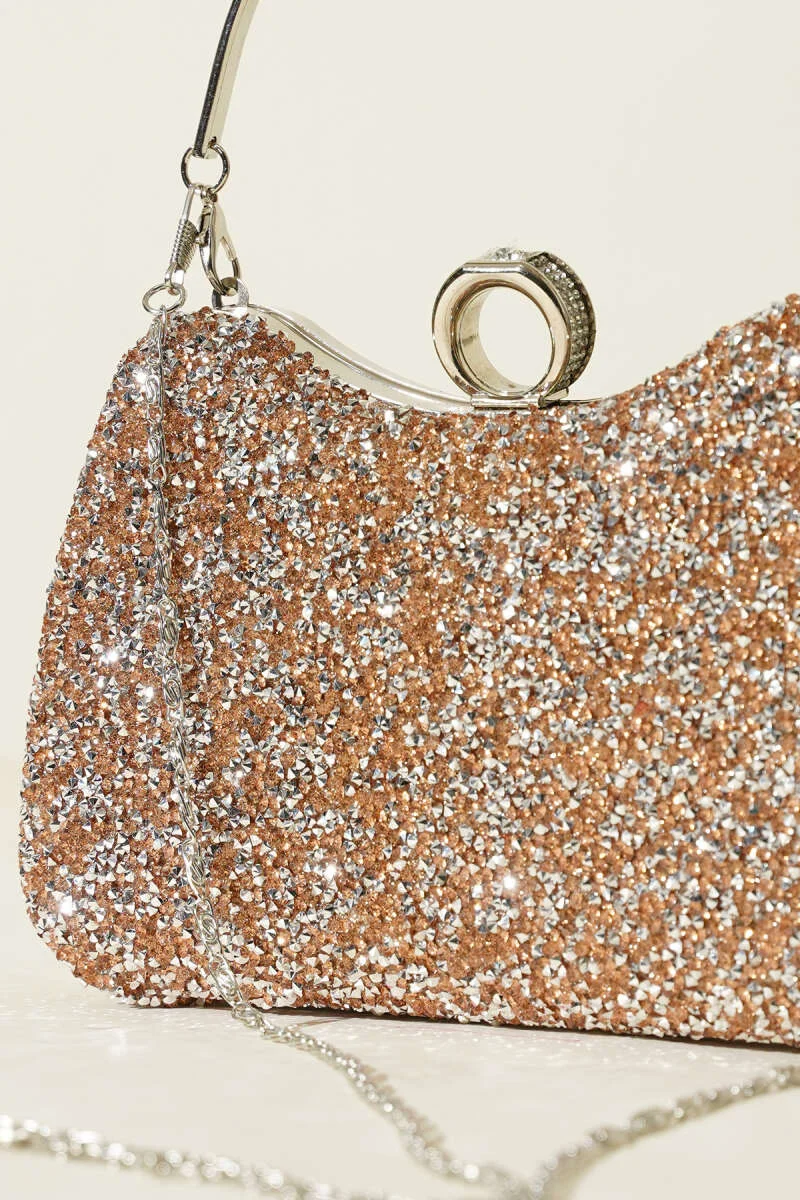 Ring Stone Evening Bag Copper Silver - الصورة 3