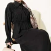 Ruffled Bow Neck Top with Skirt Set Black wholesale clothing set view 2 - Hicabistan Turkey factory