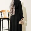 Ruffled Bow Neck Top with Skirt Set Black wholesale clothing set view 3 - Hicabistan Turkey factory
