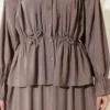 Ruffled Bow Neck Top with Skirt Set Mink wholesale clothing set view 4 - Hicabistan Turkey factory