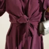 Collar Tied Midi Dress Burgundy groothandel dress view 4 - Hicabistan Turkije fabriek