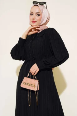 Alternative view of Collar Lace Belted Dress Black