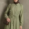 Ruffled Neck Waist Tunic Dress all'ingrosso dress view 2 - Hicabistan fabbrica Turchia
