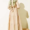 Ruffled Collar Embroidered Poplin Dress Beige بالجملة dress view 3 - Hicabistan مصنع تركيا