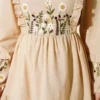 Ruffled Collar Embroidered Poplin Dress Beige بالجملة dress view 4 - Hicabistan مصنع تركيا
