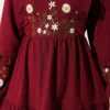 Ruffled Collar Embroidered Poplin Dress Burgundy al por mayor dress view 4 - Hicabistan fábrica Turquía