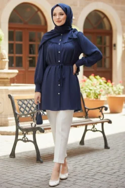 Vista alternativa de Bow Detail Tunic Navy Blue