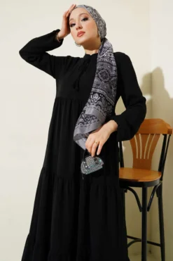 Alternative view of Tie Neck Detail Midi Dress Black