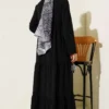 Tie Neck Detail Midi Dress Black groothandel dress view 3 - Hicabistan Turkije fabriek